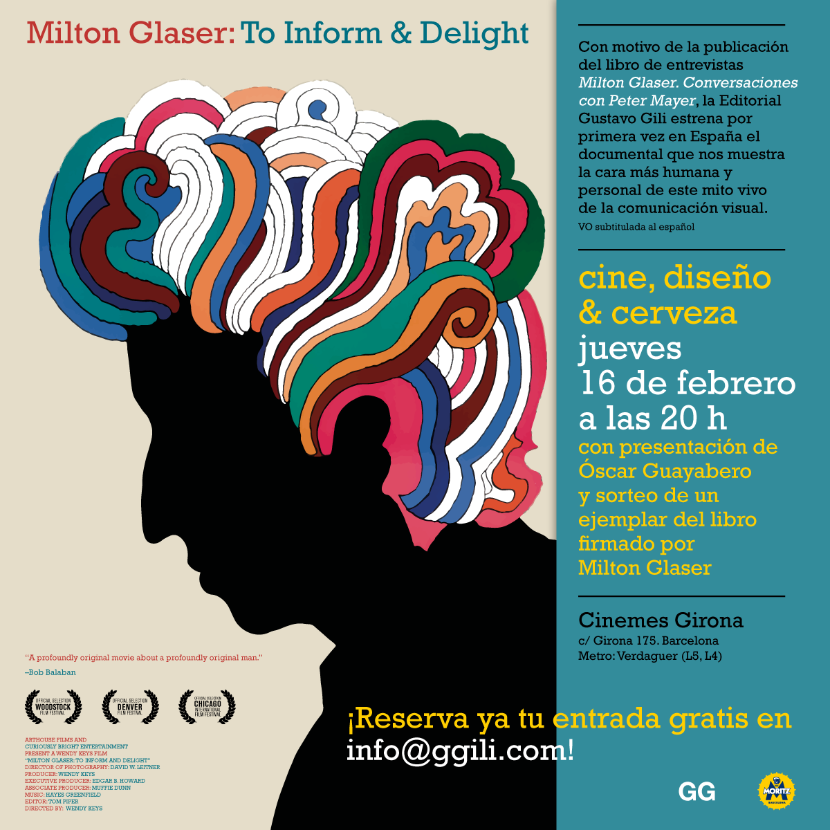 ¡Te invitamos a una noche de cine, diseño y cerveza con Milton Glaser!